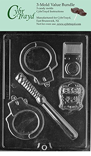 CybrTrayd J078-3BUNDLE Policeman Set Chocolate Candy Mold with Exclusive Copyrighted Chocolate Molding Instructions
