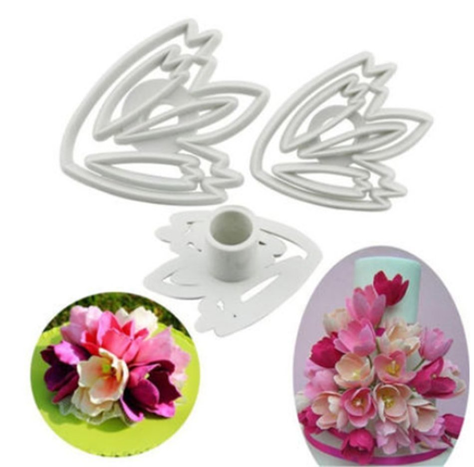 SNW Tulip Embossing Dies Printing Tools Fondant Mold Soap Silicone Bakeware Chocolate Mold Cake Decoration,3 Sets N3