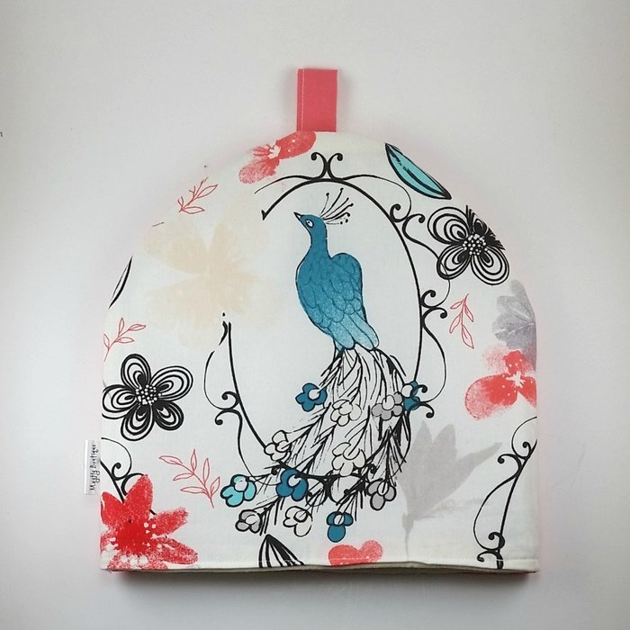 French Press Cozy Cover, 8 cup, Peacock Decor N3