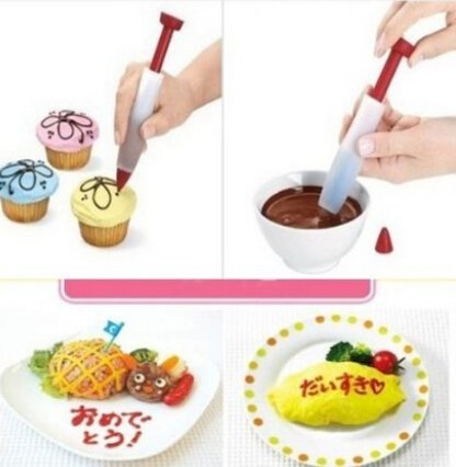Witkey Cylinder Type Chocolate Cake Pen Pastry Decorating Pen Functions Silicone Plastic Pen N4