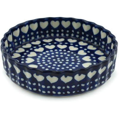 Polish Pottery Fluted Pie Dish 6-inch Heart To Heart N5