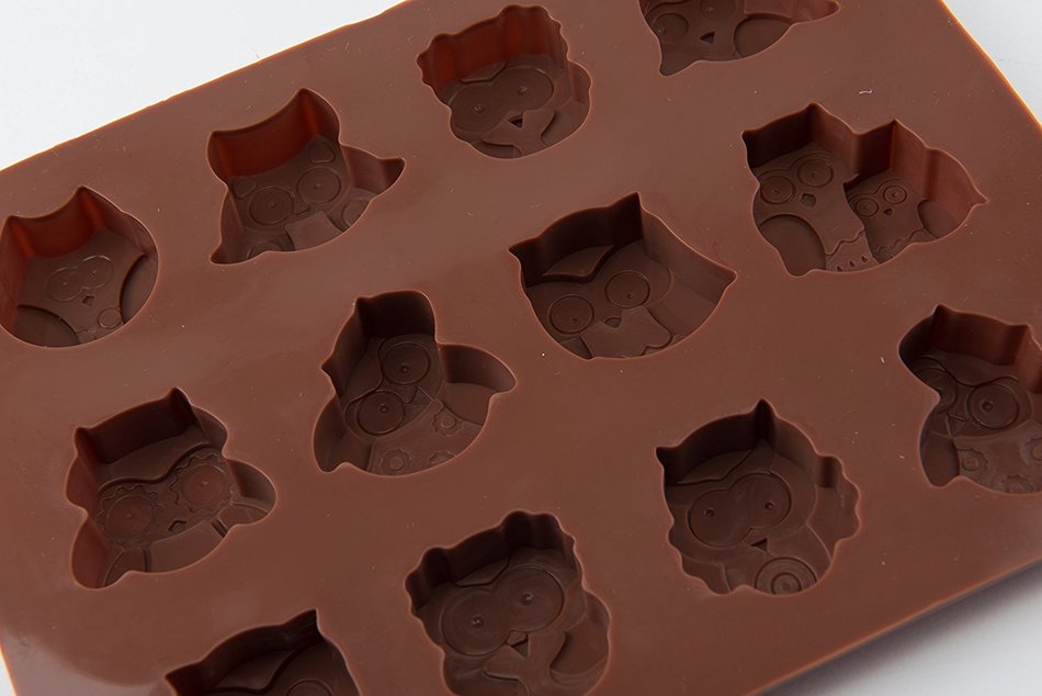 12 Cavity Lovely Owl Shape Chocolate Cake Cookie Ice Mold N5