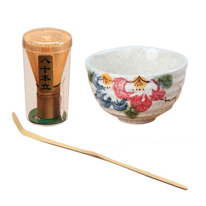 Tea Ceremony Matcha Bowl Green Tea Powder Ceramic Teaware Accessory 4 Patterns - Cherry Blossoms, 11.3x4.8x6.9cm N14