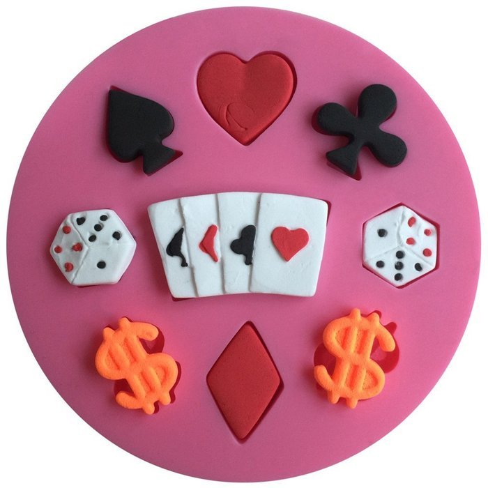 LYNCH Poker Design Fondant Silicone 3D Mold DIY Chocolate Cake Tools,Pink N4