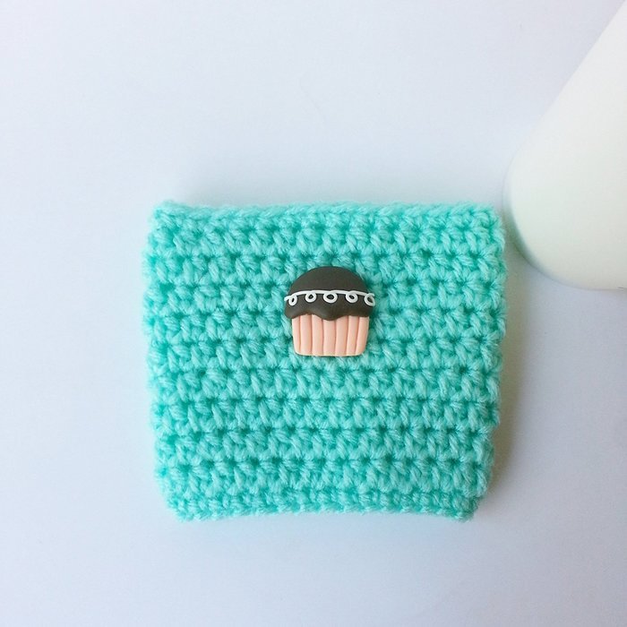Coffee Cup Sleeve Mint -Cupcake Button N2