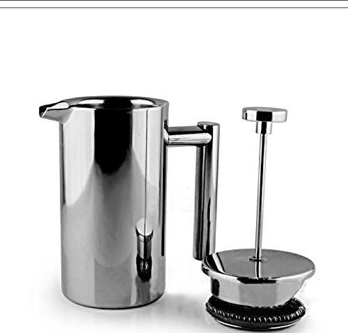 XHHOME French Press Coffee Tea Pot Brewer with filter Stainless Steel Double Wall 350mL 12 Ounces N6