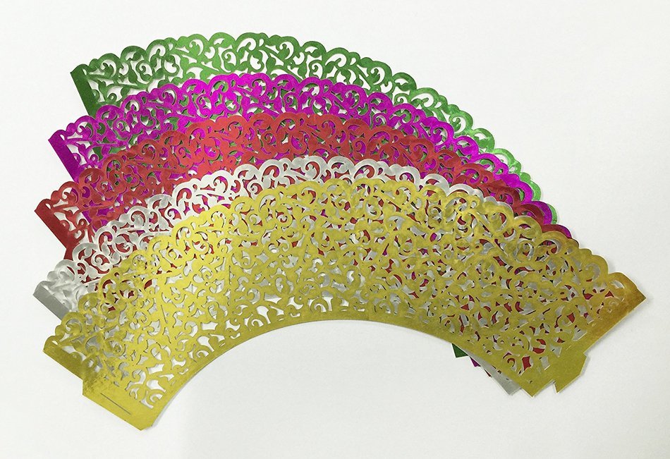 HUAL Cupcake Wrappers 50Filigree Artistic Bake Cake Paper Cups Little Vine Lace Laser Cut Liner Baking Cup Muffin... N5