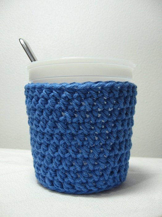 Handmade Crochet Blue Ice Cream Pint Cozy N2