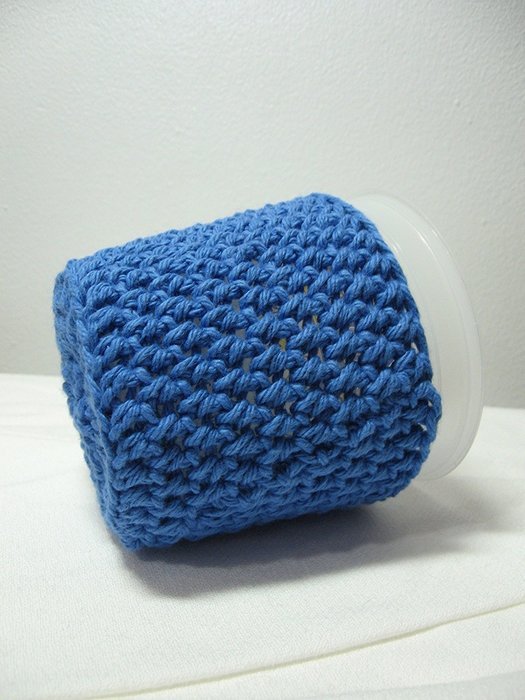 Handmade Crochet Blue Ice Cream Pint Cozy N3