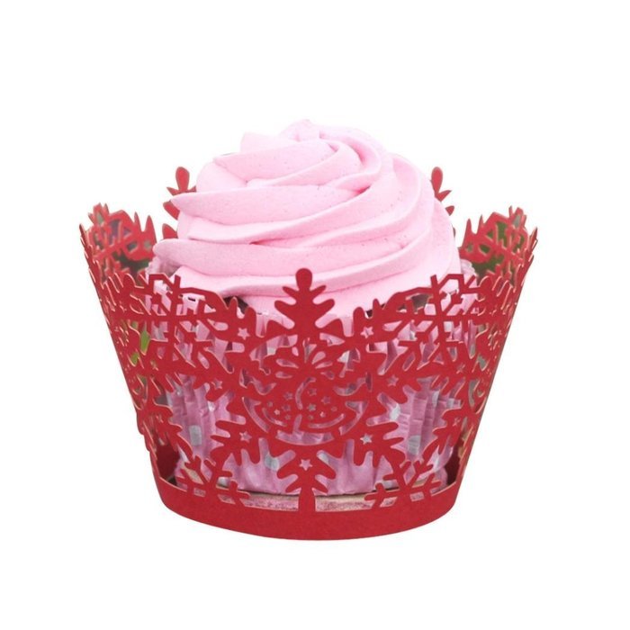 Oksale 24Pcs Christmas Hollow Lace Cup Muffin Holder Cake Paper Case Wraps Cupcake Wrapper for Wedding Birthday... N23