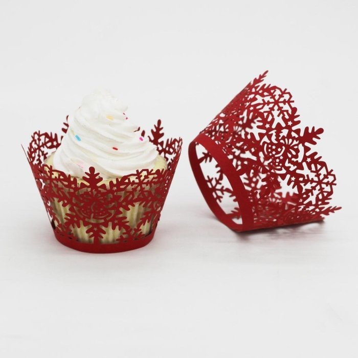 Oksale 24Pcs Christmas Hollow Lace Cup Muffin Holder Cake Paper Case Wraps Cupcake Wrapper for Wedding Birthday... N24