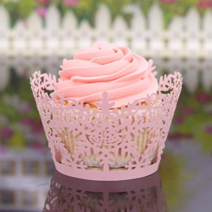 Oksale 24Pcs Christmas Hollow Lace Cup Muffin Holder Cake Paper Case Wraps Cupcake Wrapper for Wedding Birthday... N26