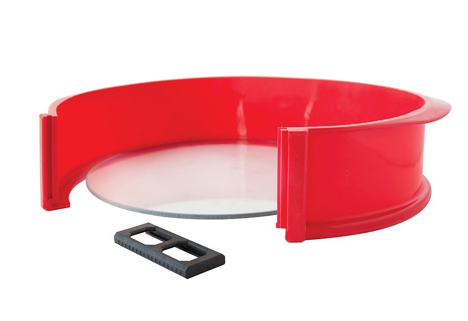 Fox Run Brands Silicone Springform Pan with Glass Bottom, Red N2