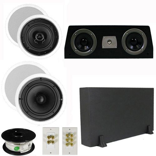 Theater Solutions 5.1 Home Theater 4 Speakers Set with Center, 8" Powered Sub and More TS5C6CC51SET1
