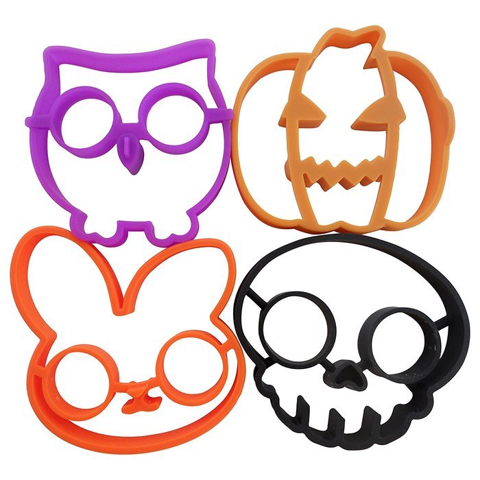 Ashley Martha Reusable Silicone Egg and Pancake Molds, Bunny, Owl, Skull and Pumpkin N5
