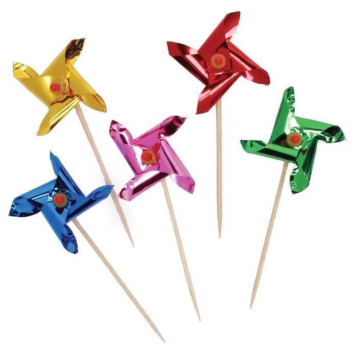 Party Partners Design Pinwheel Short Decorative Food Picks, Multicolored, 24 Count N2