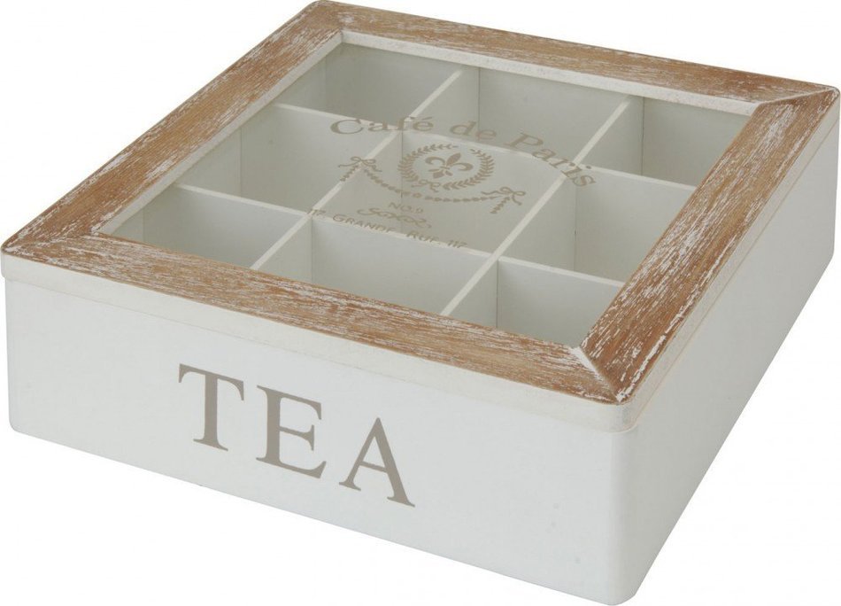 Toci Haushalt Toci Tea Box / Tea Caddy In Country Home Style With 9 Compartments