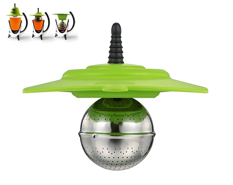 Hipo Design Height Adjustable Tea Ball Strainer- Foldable Silicone Q Cap alone as Coffee Dripper (orange) N10
