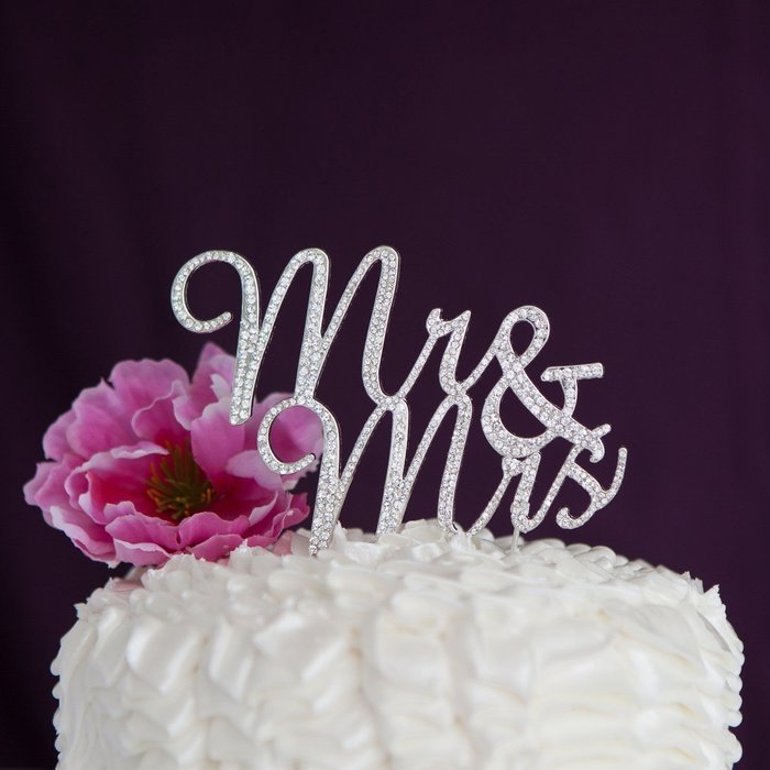 YUETON Crystal Rhinestone Cake Topper Wedding Monogram Mr & Mrs Cake Decoration N5