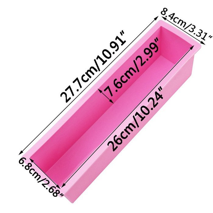 Tairacy Rectangle Loaf Soap Mold Handmade Silicone DIY Cake Baking Toast Cold Processing Tools (Pink) N5