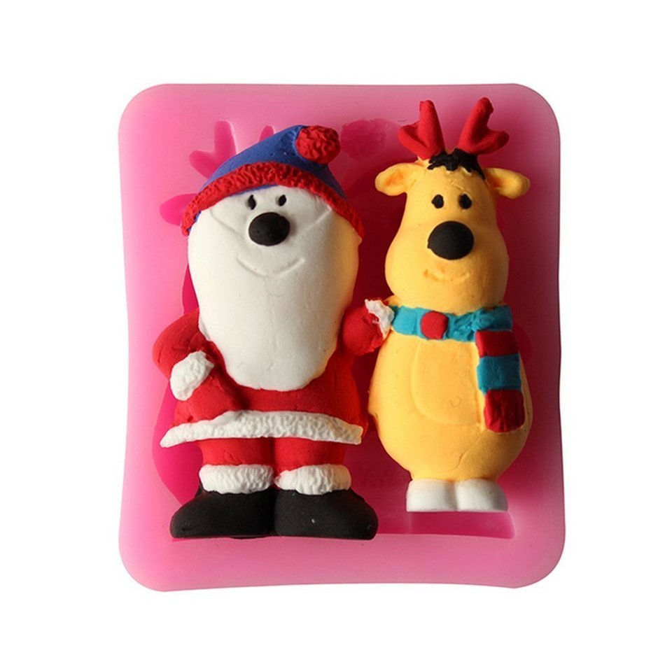 Christmas Gift - Christmas Fondant Silicone Sugar Mold Cake Decorating - Christmas Santa Sled Deer N12