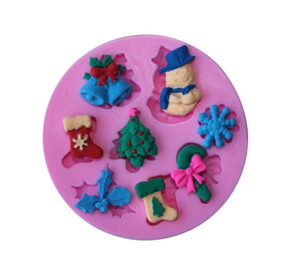 Christmas Gift - Christmas Fondant Silicone Sugar Mold Cake Decorating - Christmas Santa Sled Deer N15