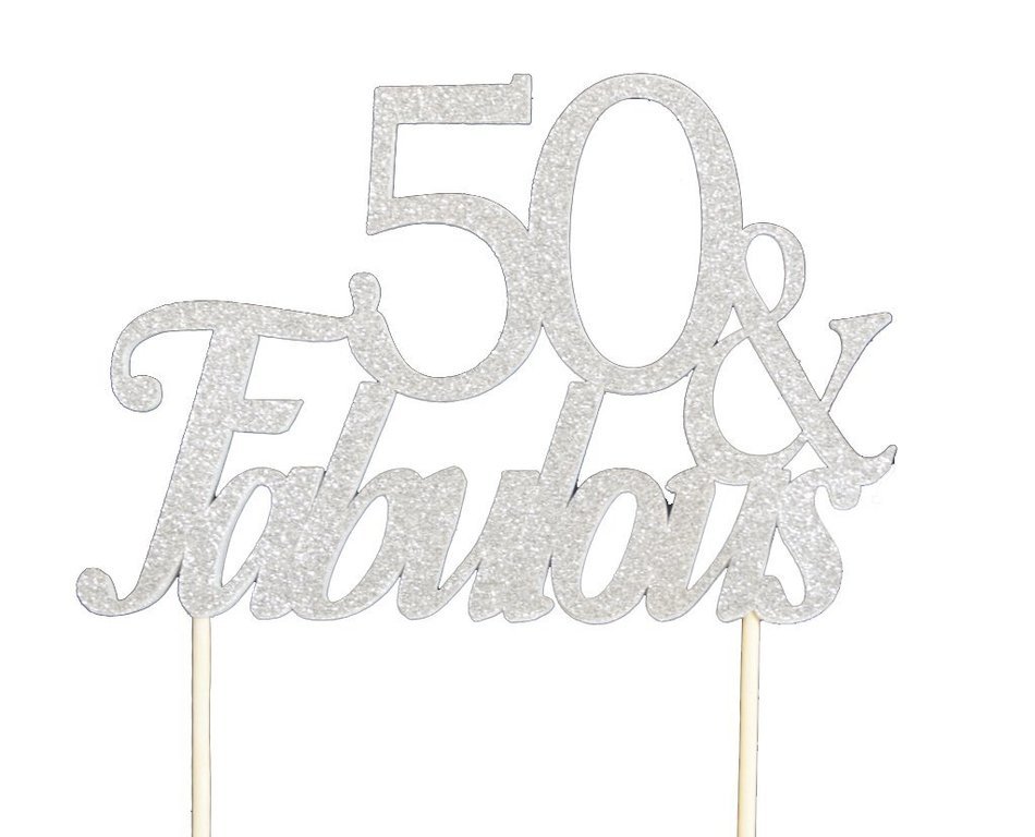All About Details Silver 50-&-fabulous Cake Topper