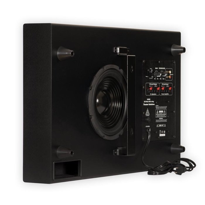 Theater Solutions SUB8S 250 Watt Surround Sound HD Home Theater Slim Powered Active Subwoofer (Black) N2