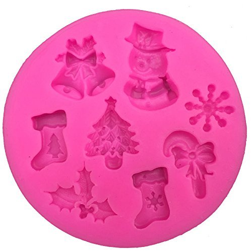 JOMTOP Christmas Tree Bells Snowman Shaped Silicone Mold Chocolate Cake Baking Mold