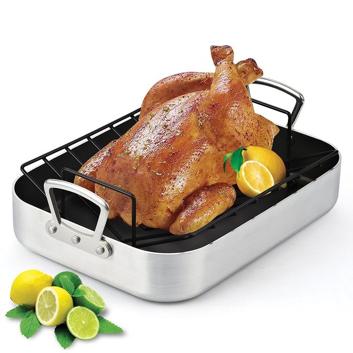 Cook N Home 02433 Nonstick Turkey Roaster with Rack, 16 by 12", Black