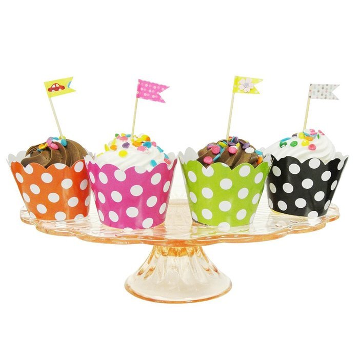 AllyDrew Standard Size Polka Dots Cupcake Wrappers (Set of 20), Orange N13
