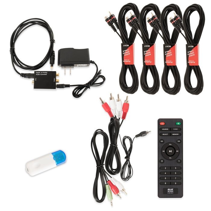 Blue Octave B51 Home Theater 5.1 Speaker System with USB Bluetooth Optical Input and 4 Extension Cables N2