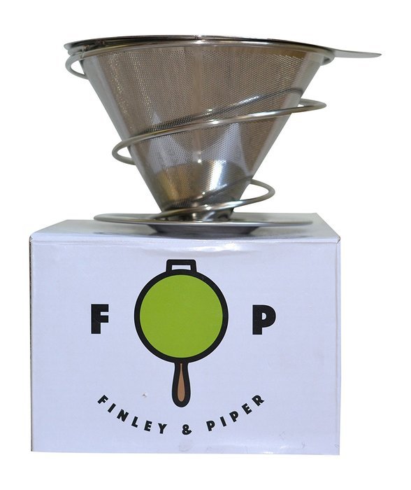 Finley & Piper Reusable Pour Over Coffee Dripper with Spiral Base Stainless Steel Coffee Filter N3