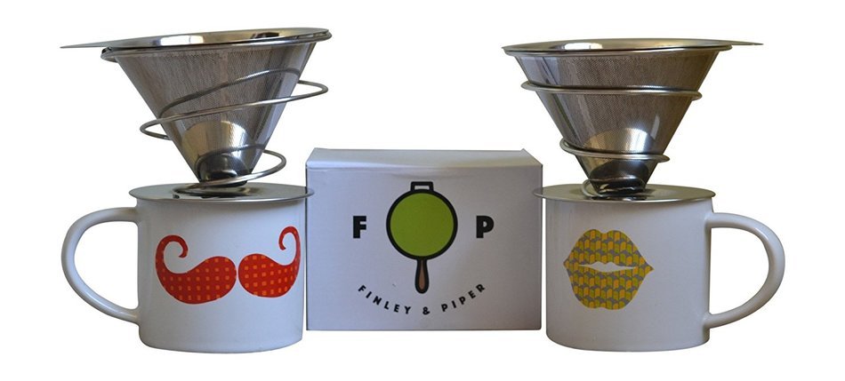 Finley & Piper Reusable Pour Over Coffee Dripper with Spiral Base Stainless Steel Coffee Filter N4