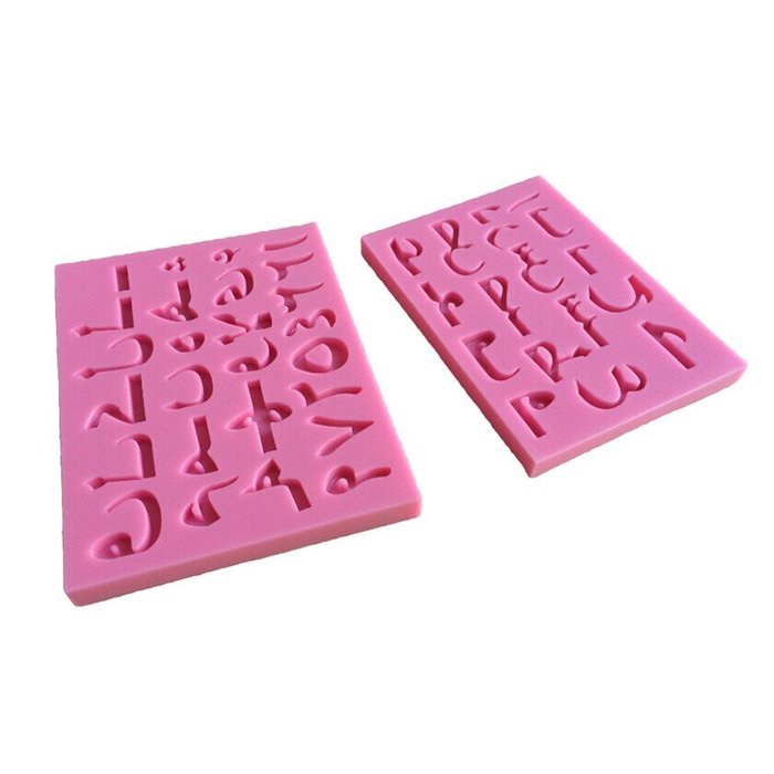 FLYMOR DIY Cake Mold Arabic Alphabet Number 3D Silicone Fondant Mold,Pink