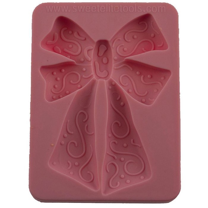 Sweet Elite Tools - Bow with Swirls Silicone Rolled Fondant and Gumpaste Mold by Colette Peters