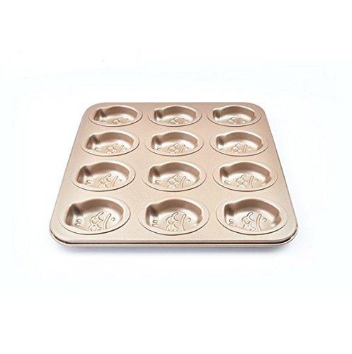 Astra shop Premium 9 Cup Champagne Cat Paw Prints Cake Pan Cute Baking Pan Non Stick Cake Mold Muffin Pan,11 x... N11