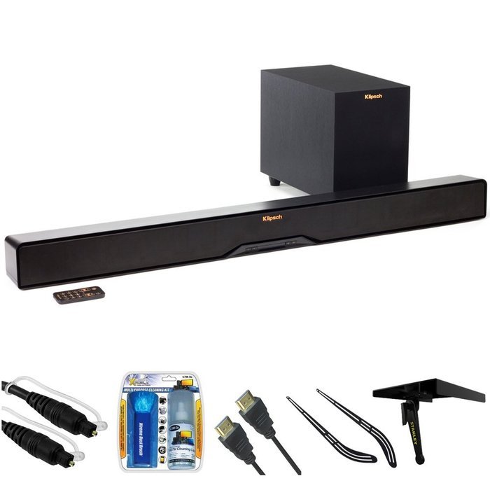 Klipsch Reference 2-Way Soundbar with Wireless 6.5" Subwoofer (R4B) with 6ft 5.0mm Audio Cable, TV/LCD Screen... N2