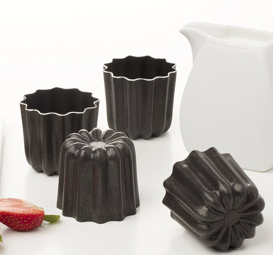 Pack of 4 NonStick Molds Cannele From Bordeaux French Custard Coffee Cake Traditional Pastry - 2.3 Inches N2