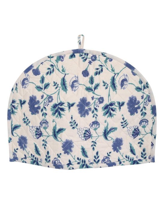 White Tea Cosy Cotton 15x11 Tea Cozy Hand Block Printed Floral By Rajrang N8
