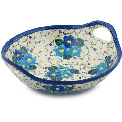 Polish Pottery Bowl with Handles 10-inch UNIKAT N6