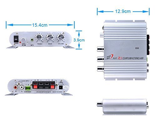 Generic 12V DC Mini Hifi Audio Power Amplifier Booster 2.1CH Super Bass MP3 Stereo for Car Phone PC Home N4