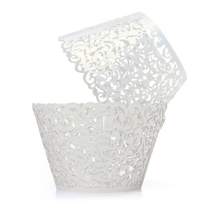UNIQLED Filigree Artistic Bake Cake Paper Cups Little Vine Lace Laser Cut Liner Cupcake Wrappers Baking Cup Muffin... N10