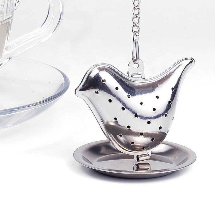Hot 1pcs Stainless Steel Loose Leaf Tea Strainer Herbal Infuser Spice Strainer Mesh Filter (Bird) TEAI-E N12