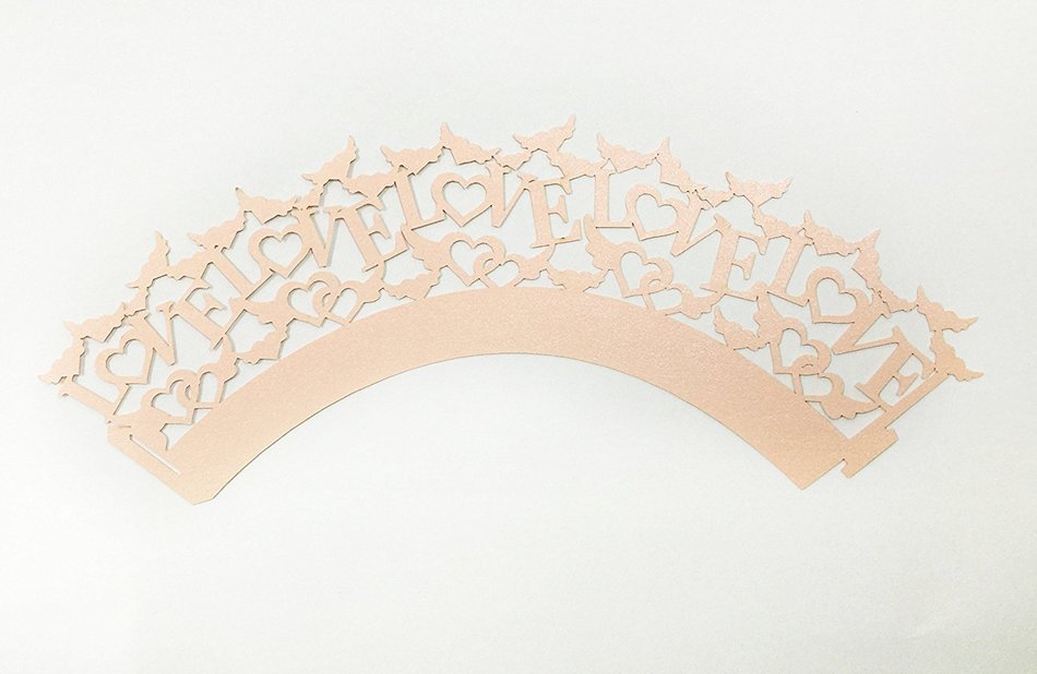 HUAL Cupcake Wrappers 50 Filigree Artistic Bake Cake Paper Cups LOVE Lace Laser Cut Liner Baking Cup Muffin Case... N6