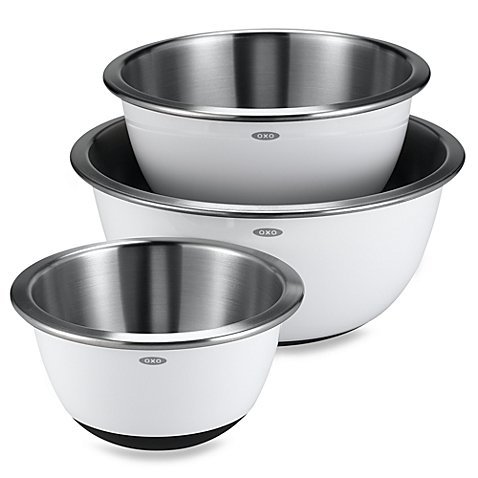 Durable OXO Good Grips 3-Piece Stainless Steel Mixing Bowl Set Featuring Plastic Exteriors to Retain Temperatures...
