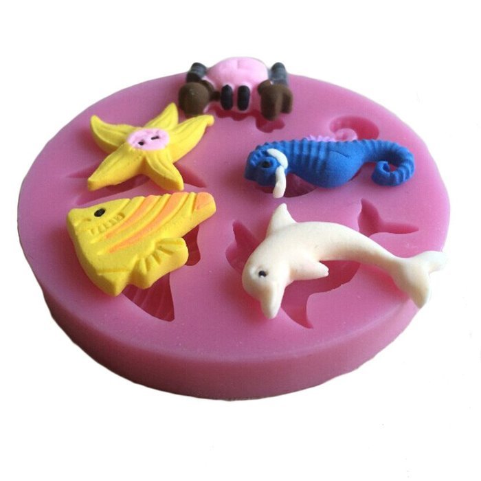 LYNCH Sea Animals Series 3D Silicone Mold Cookware Non-Stick Fondant Soap Mould,pink