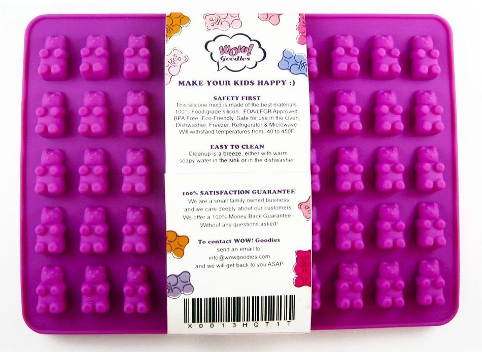 3 Pack Silicone Gummy Bear Candy Molds (New Colors) With a BONUS Dropper & FREE Quick Start Recipe EBook - Make... N5
