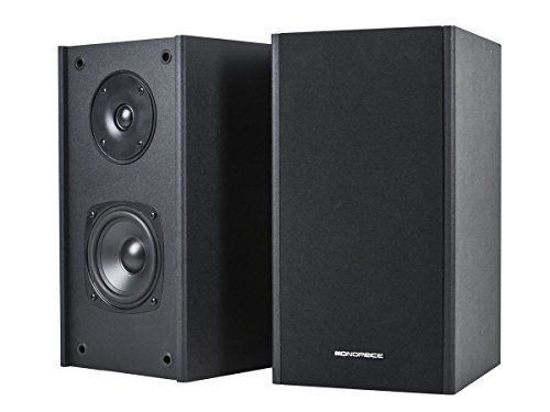Monoprice 10533 4 in. Premium 2-Way Bookshelf Speaker, Black