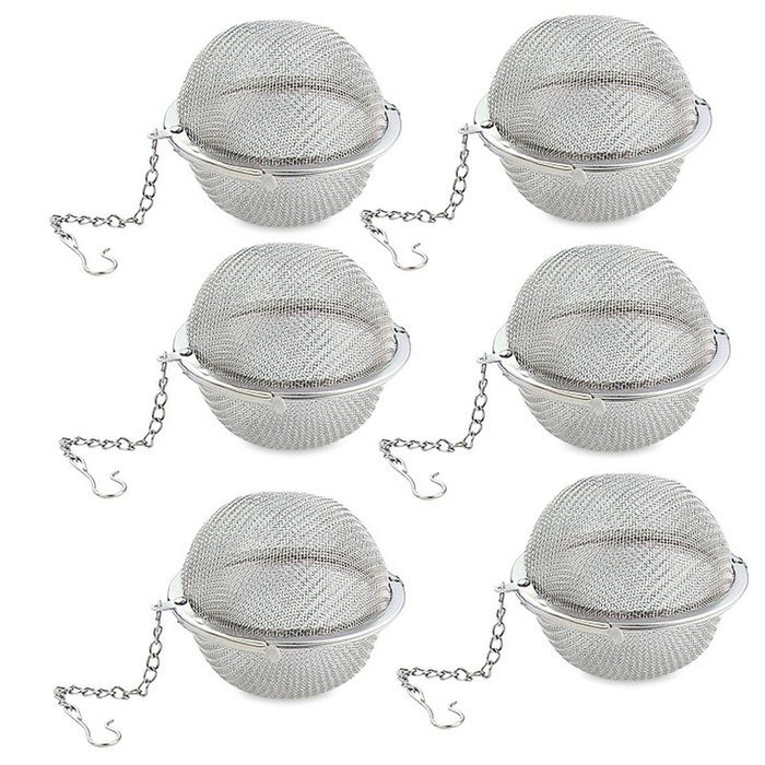 AUCH Durable & Rust Resistant 2inch Stainless Steel Mesh Tea Ball Strainers Filters, Pack of 6 N2